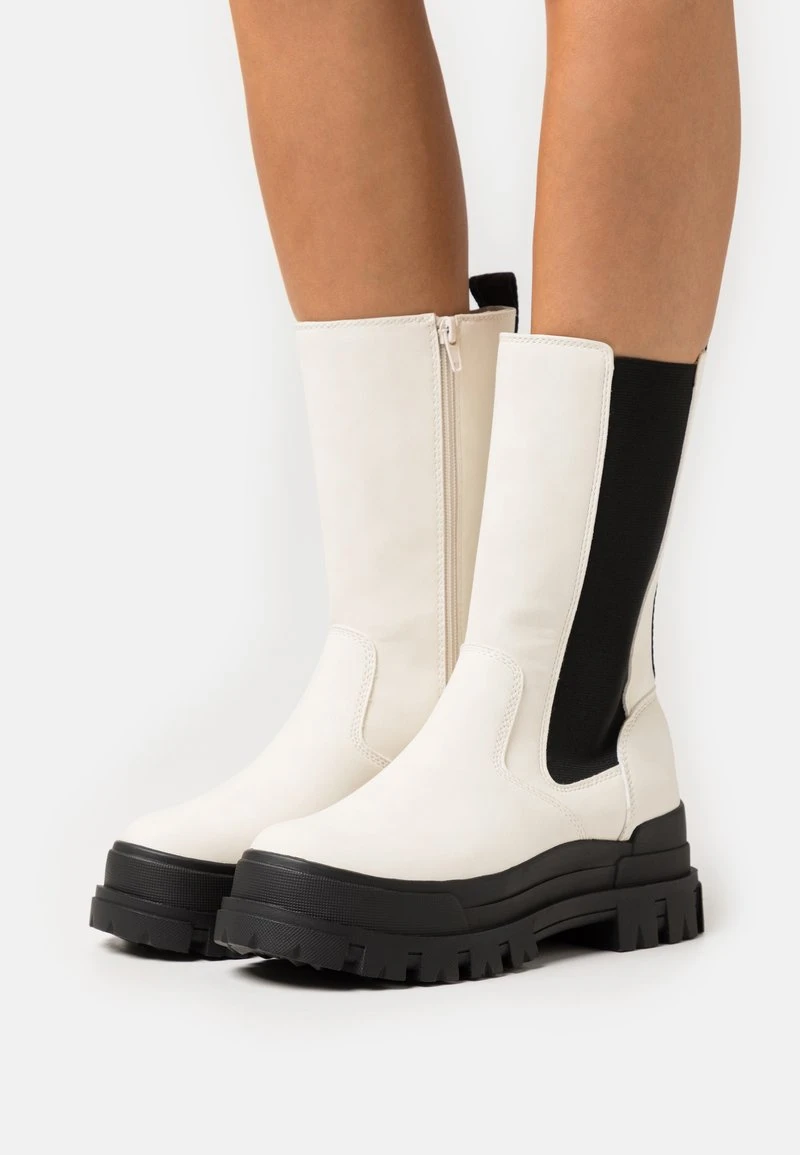 Buffalo ASPHA CHELSEA HI - Plateaustiefel - Eggshell/black 1 Buffalo ASPHA CHELSEA HI - Plateaustiefel - Eggshell/black