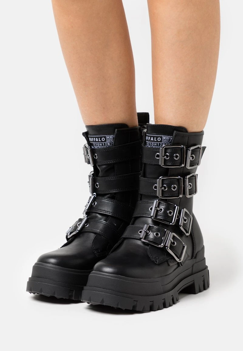 Buffalo ASPHA BIKE HI - Plateaustiefel - Black 1 Buffalo ASPHA BIKE HI - Plateaustiefel - Black