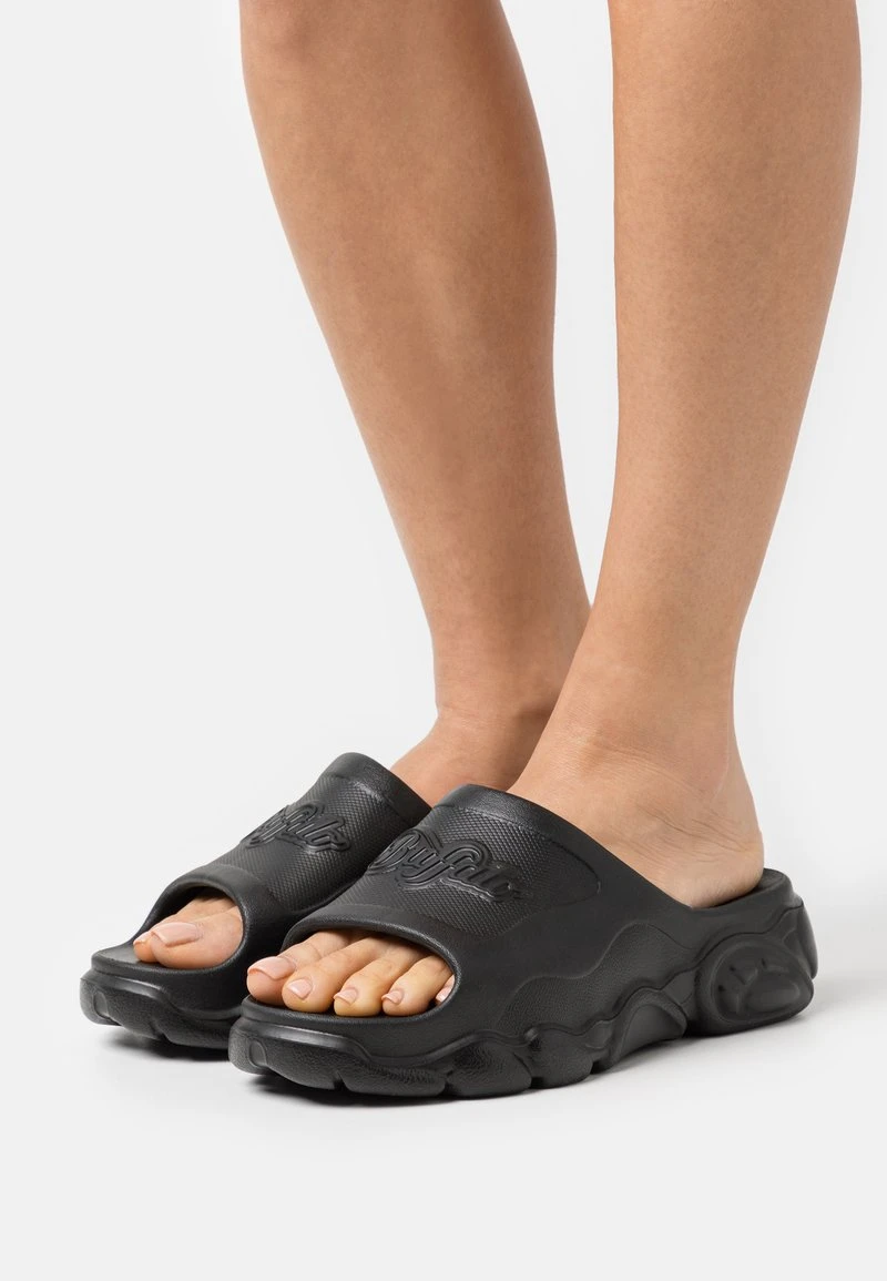 Buffalo SLIDE - Pantolette Flach - Black 1 Buffalo SLIDE - Pantolette Flach - Black