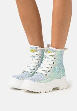 Buffalo ASPHA LACE UP - Plateaustiefelette - Silver/purple