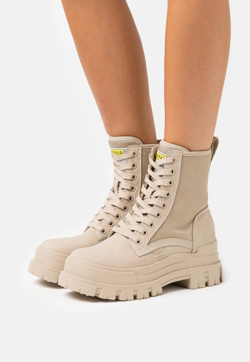 Buffalo ASPHA COM LACEUP MID - Schnürstiefelette - Cream 1 Buffalo ASPHA COM LACEUP MID - Schnürstiefelette - Cream