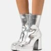 Buffalo MAY ZIP BOOT MID - High Heel Stiefelette - Silver